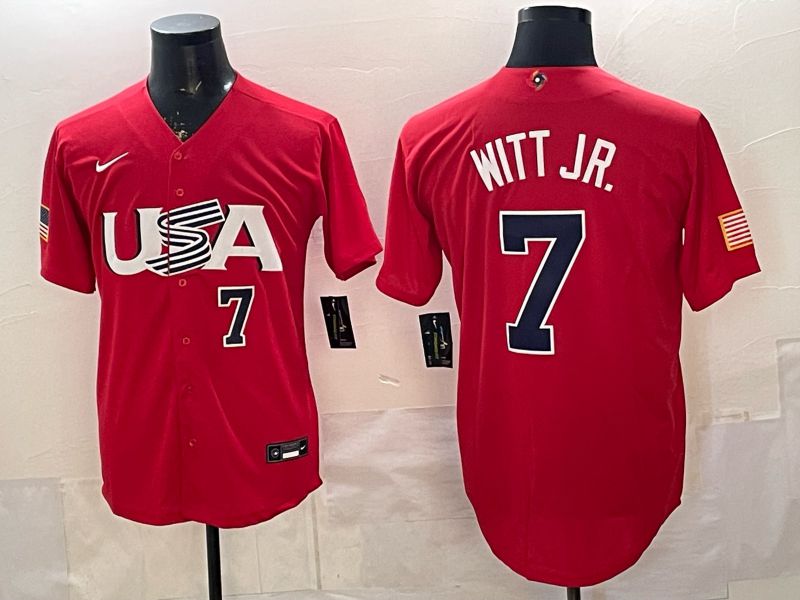 Men 2026 World Cub USA #7 Witt jr Red Nike MLB Jersey style 009->more jerseys->MLB Jersey